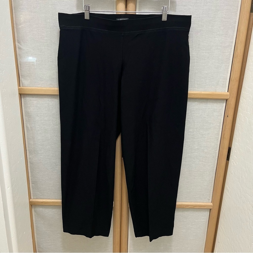 Eileen Fisher Black Washable Crepe Wide Leg Pant Size XL